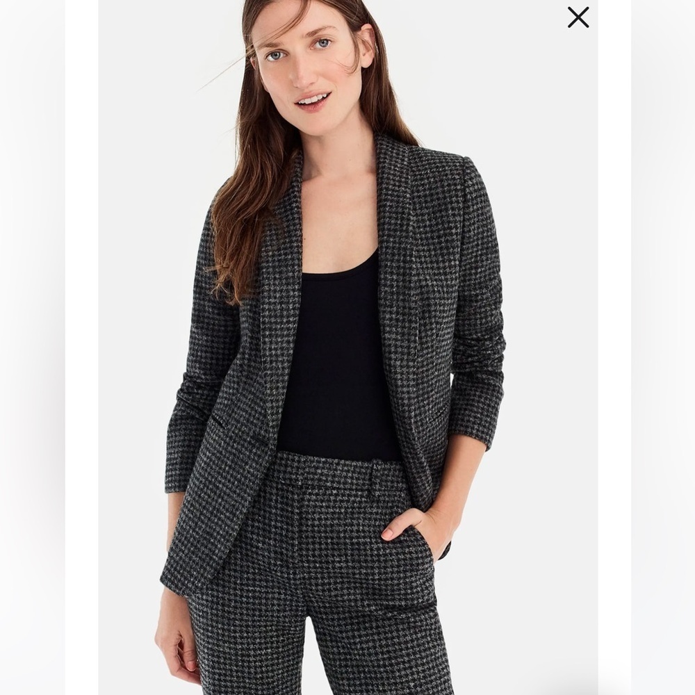 J Crew Houndstooth Blazer with leather elbow patches